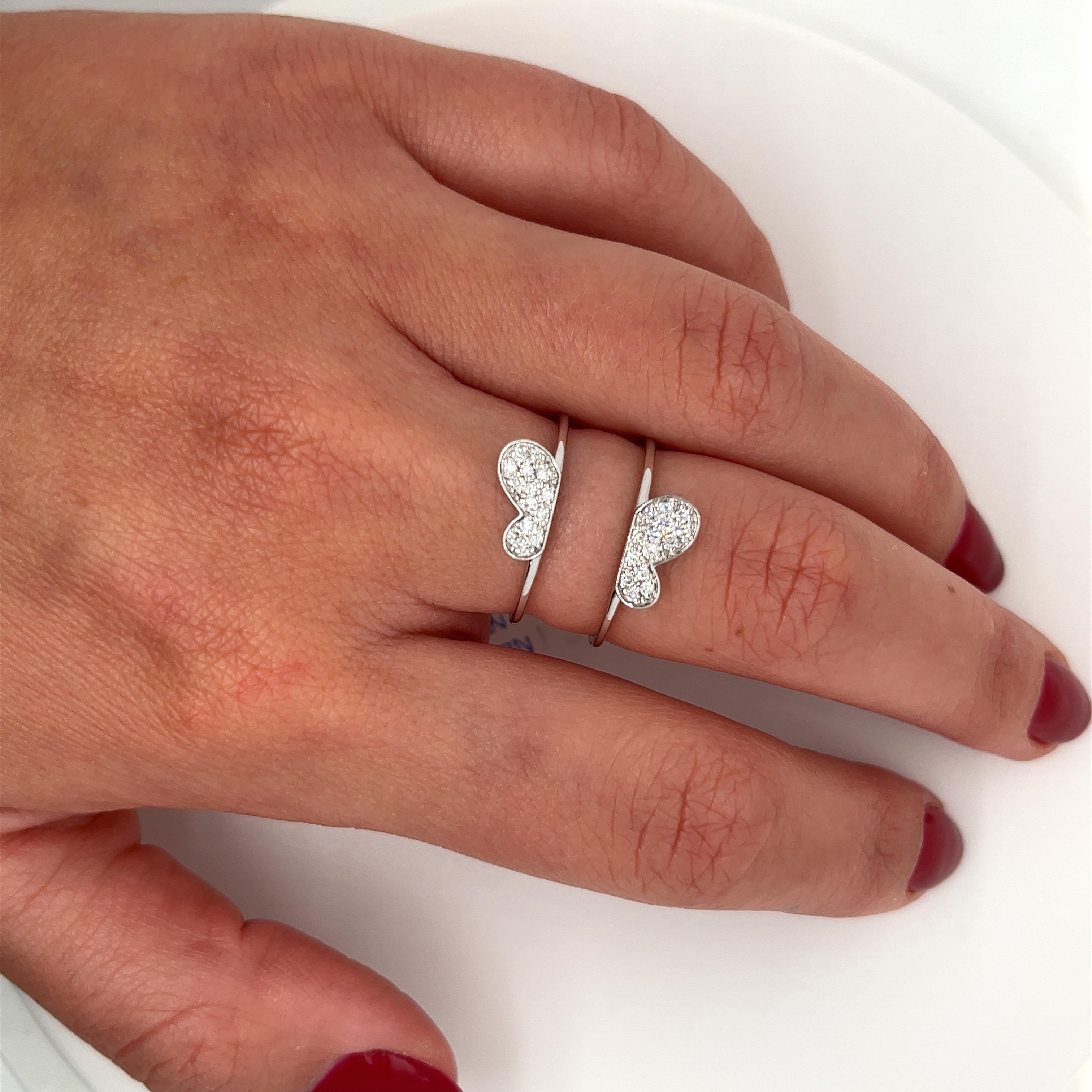 Women's 14K White Gold 2 Piece Detachable Butterfly Diamond Friendship Ring For Sale