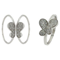 Vintage 14K White Gold 2 Piece Detachable Butterfly Diamond Friendship Ring