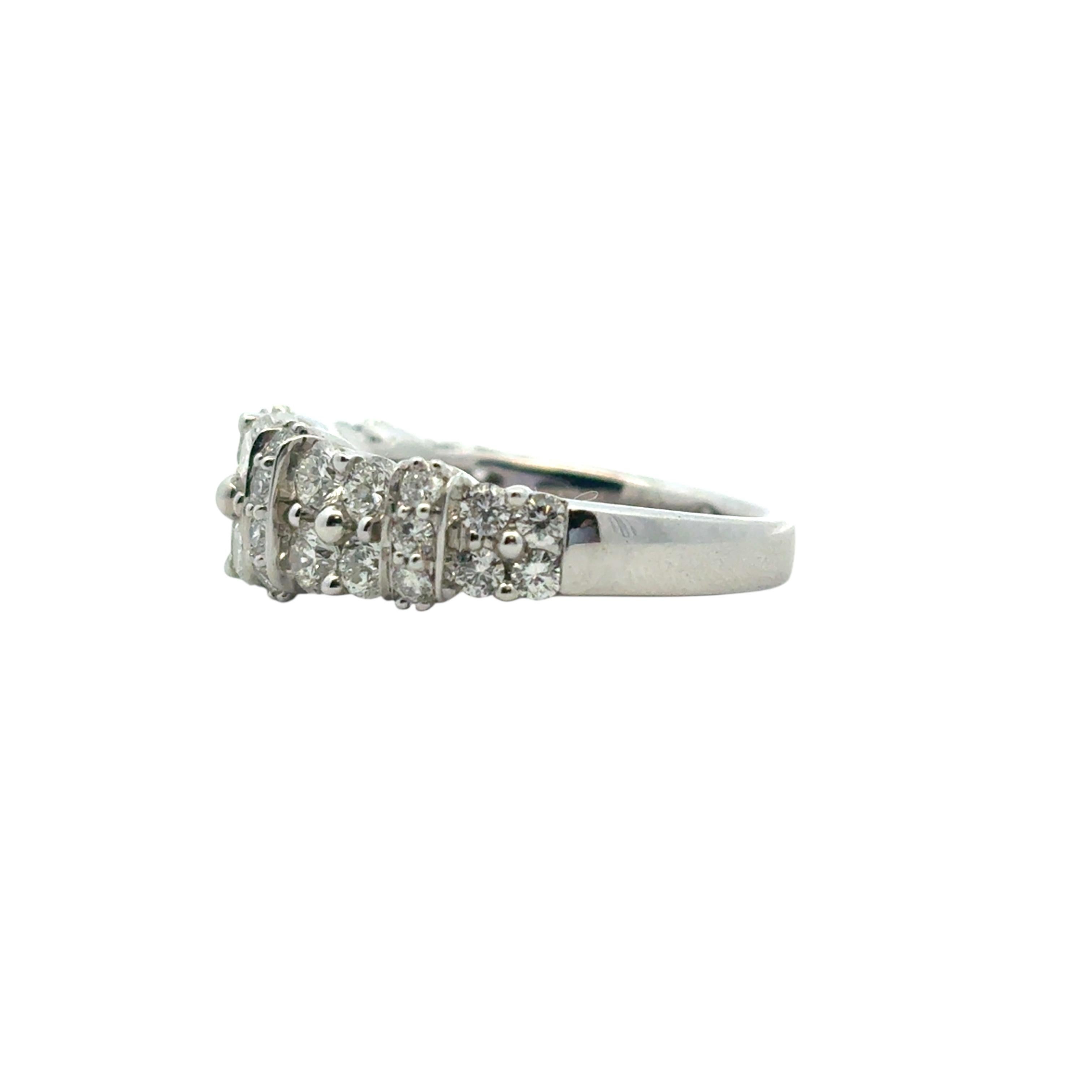 14k White Gold 2 Row approx. 1.43ctw Diamond Ring en venta 5