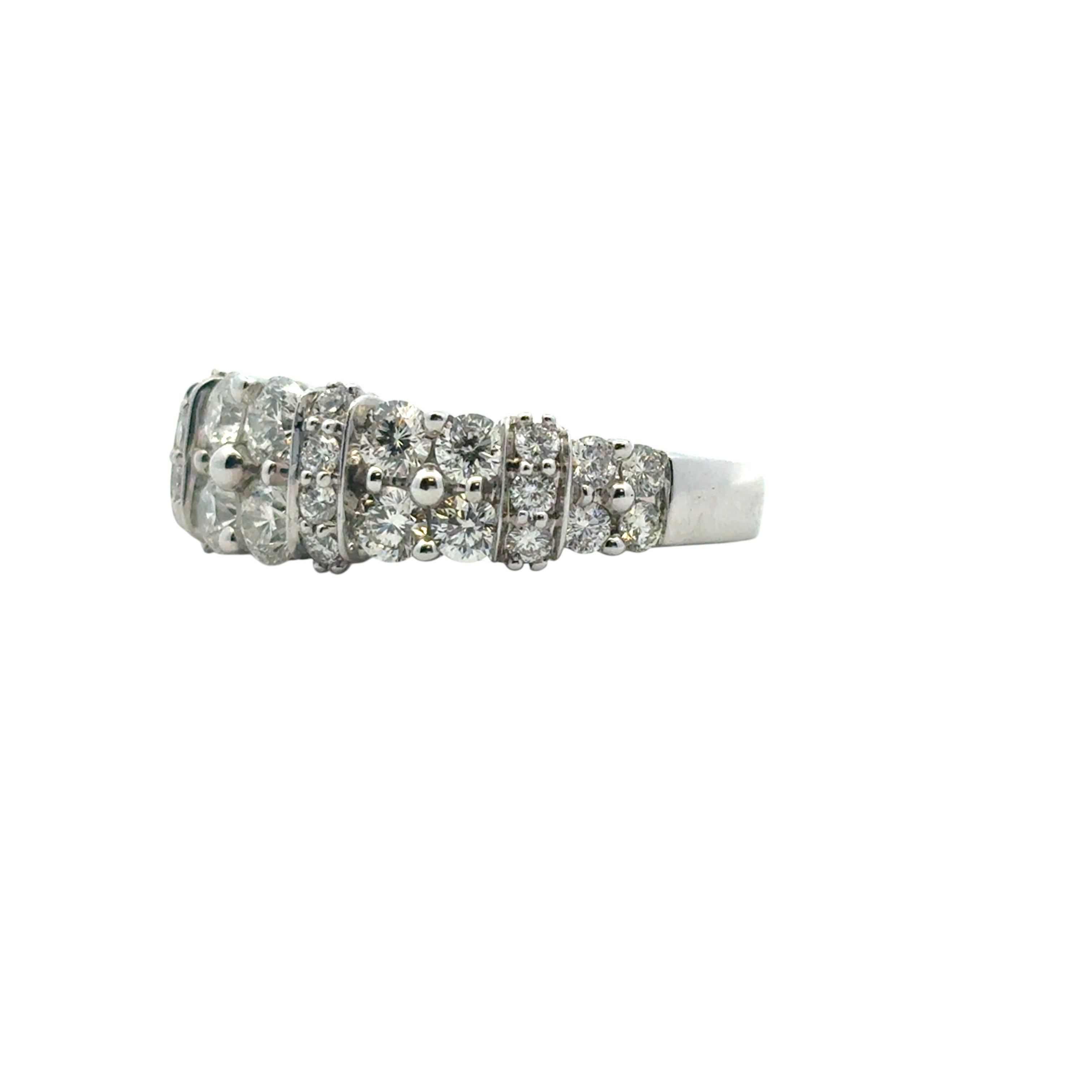 14k White Gold 2 Row approx. 1.43ctw Diamond Ring en venta 6