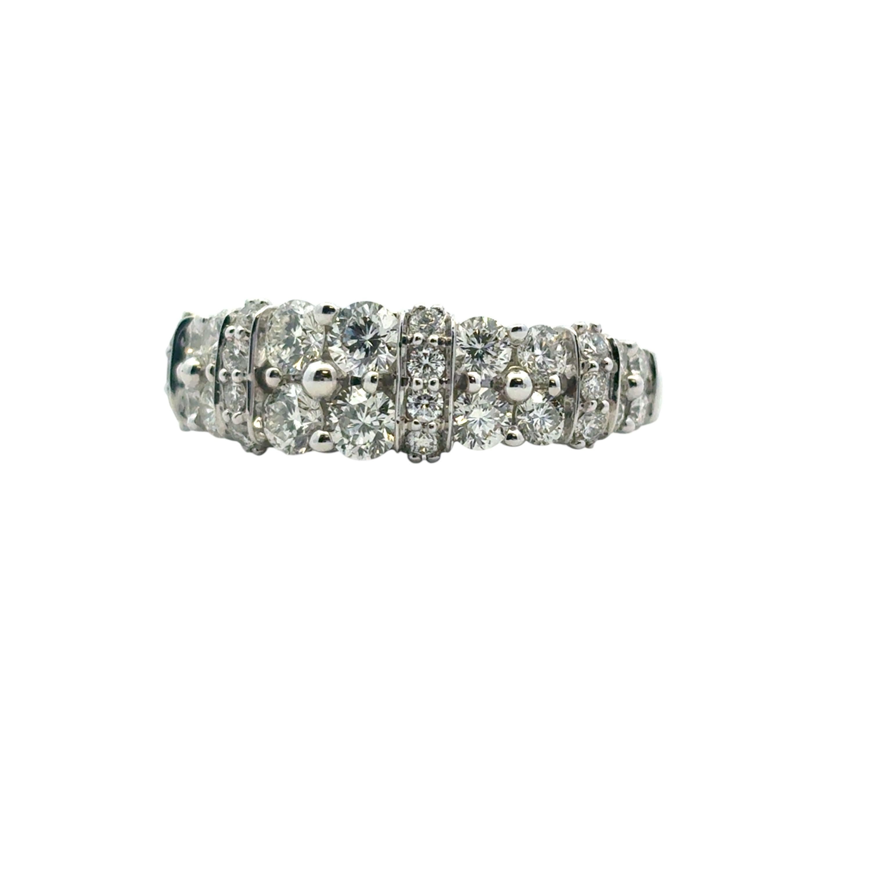 14k White Gold 2 Row approx. 1.43ctw Diamond Ring en venta 7