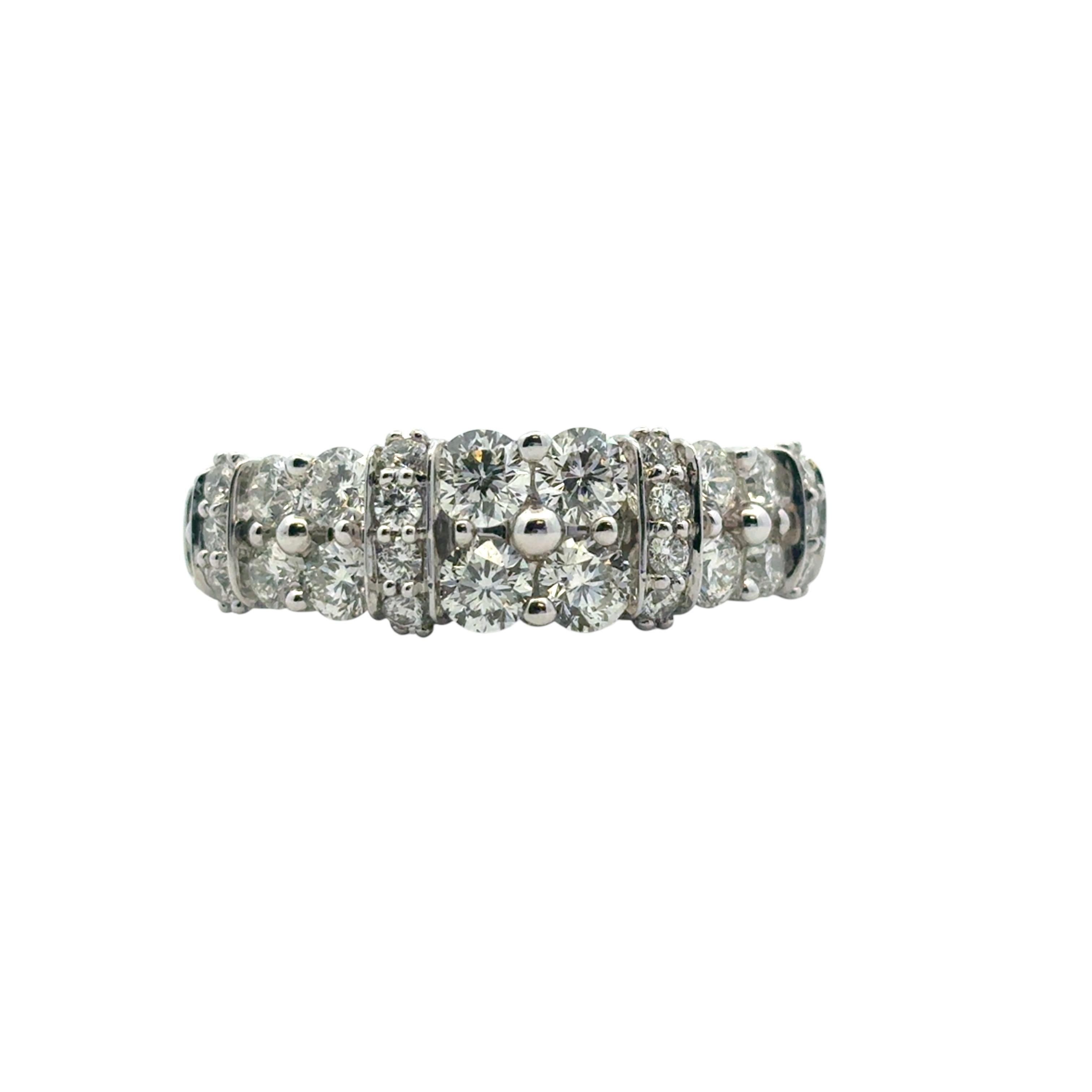 14k White Gold 2 Row approx. 1.43ctw Diamond Ring en venta 8