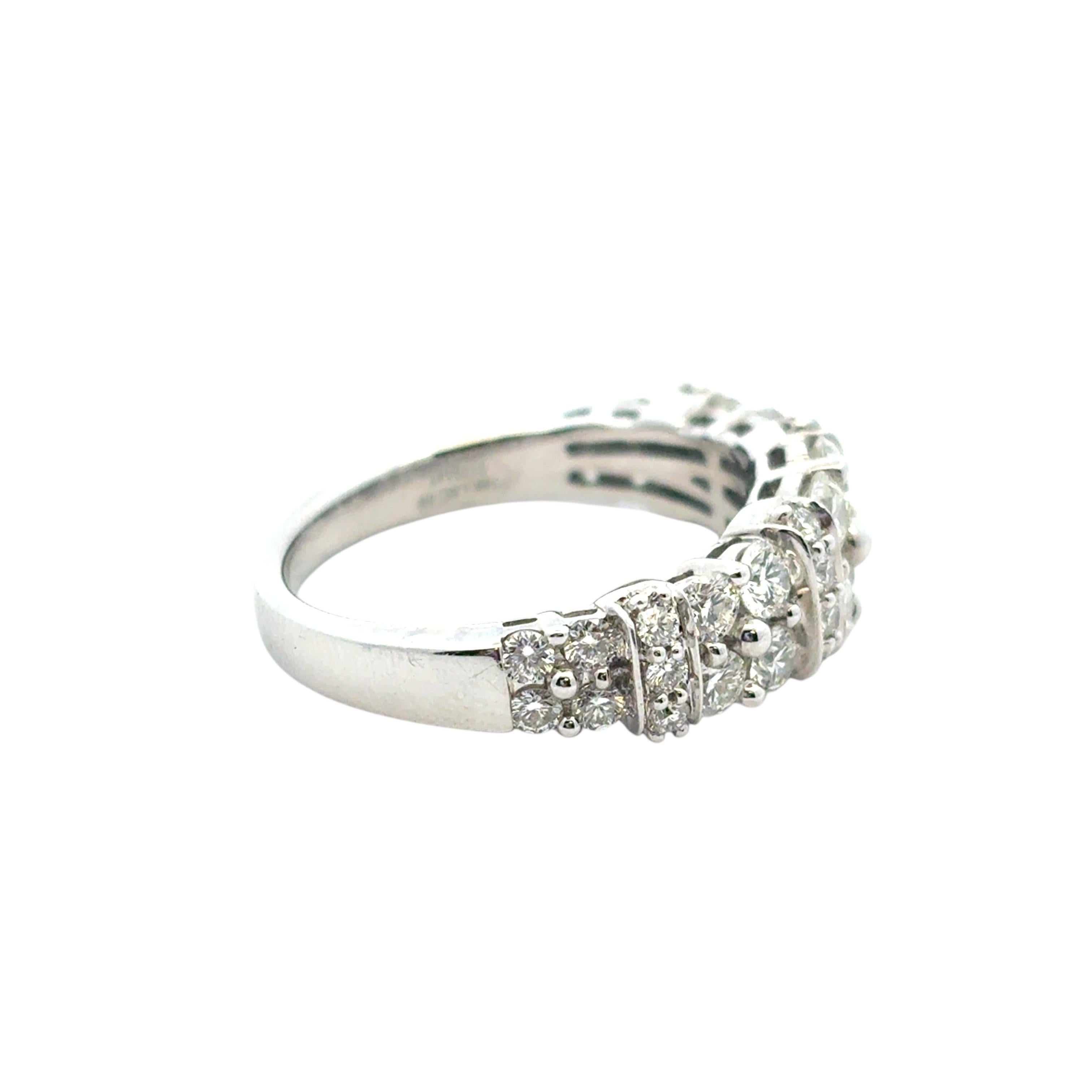 14k White Gold 2 Row approx. 1.43ctw Diamond Ring en venta 9