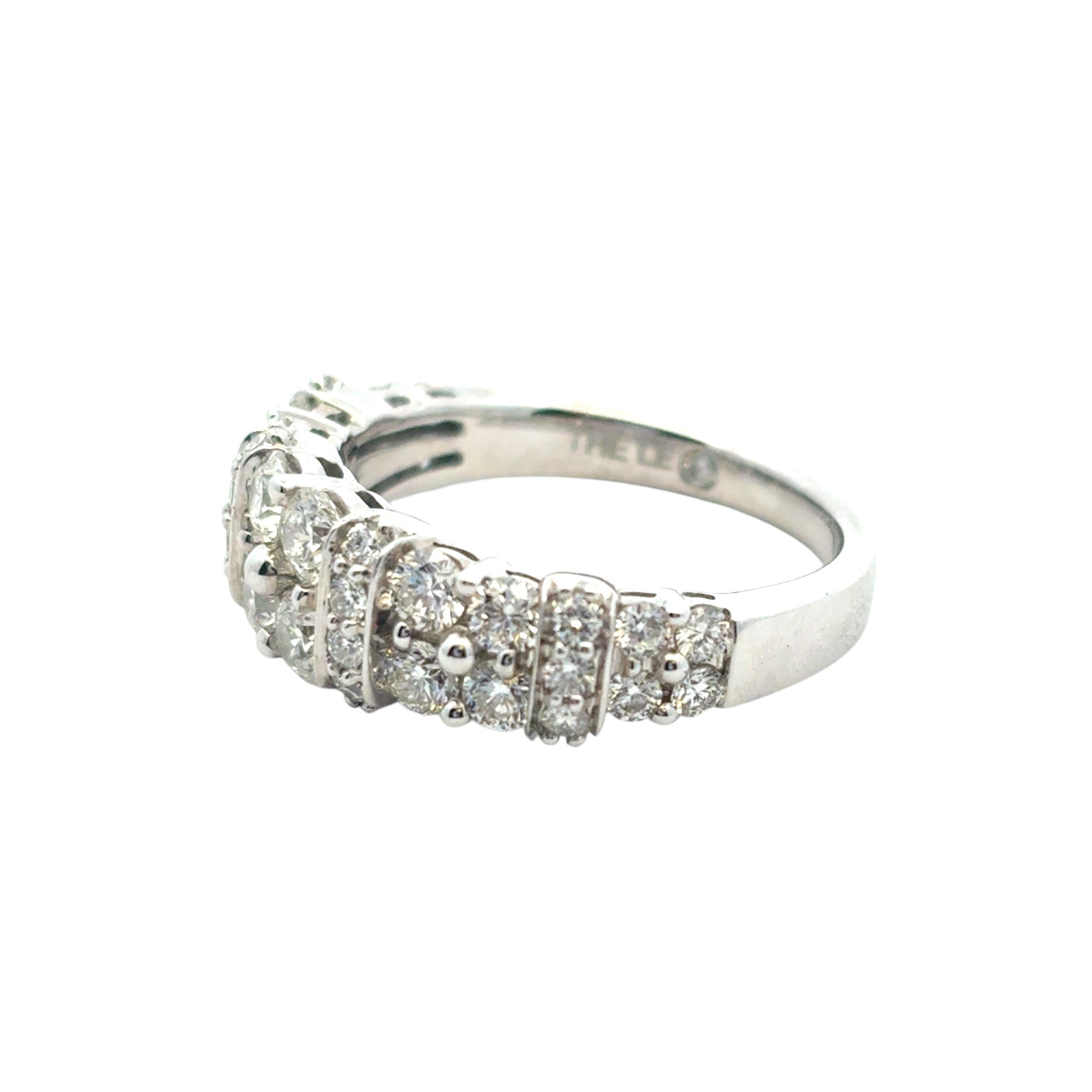 14k White Gold 2 Row approx. 1.43ctw Diamond Ring en venta 10