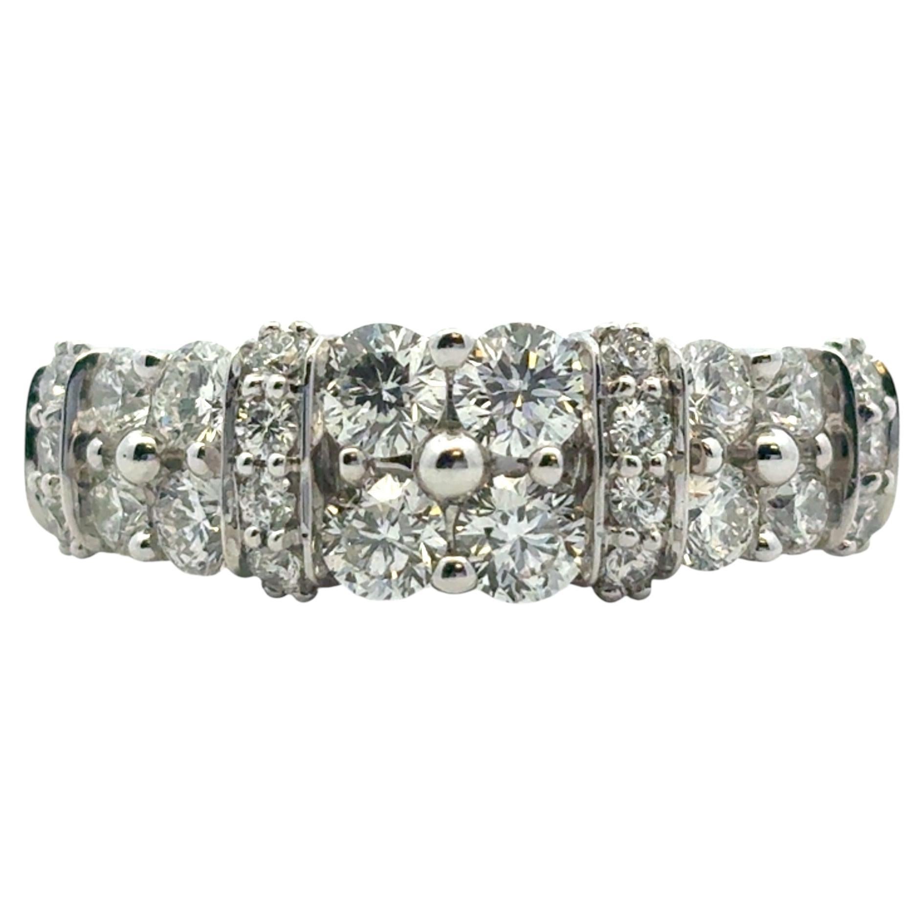 14k White Gold 2 Row approx. 1.43ctw Diamond Ring
