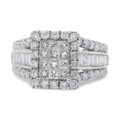 14K White Gold 2.0 Carat Composite Head with Halo and Side Stones Diamond Ring