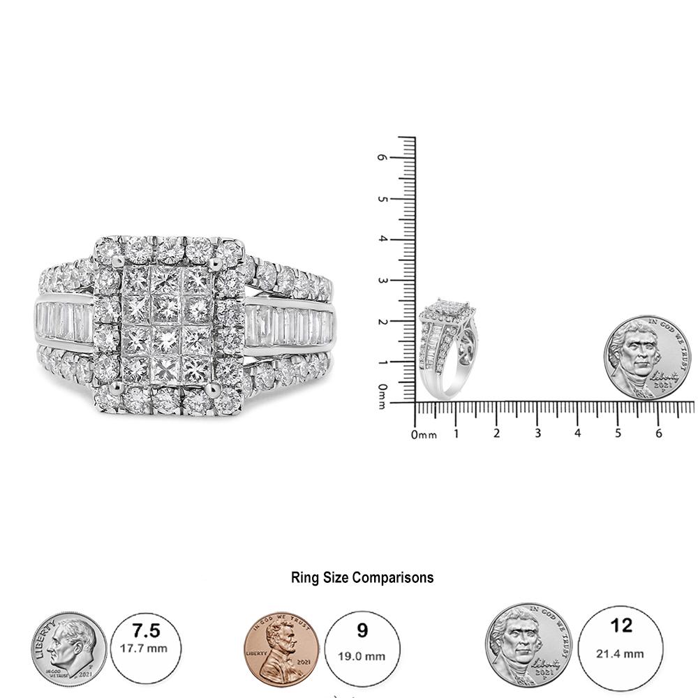 14K Weißgold 2,0 Karat Composit-Kopf mit Halo und seitlichen Steinen Diamantring im Zustand „Neu“ im Angebot in New York, NY