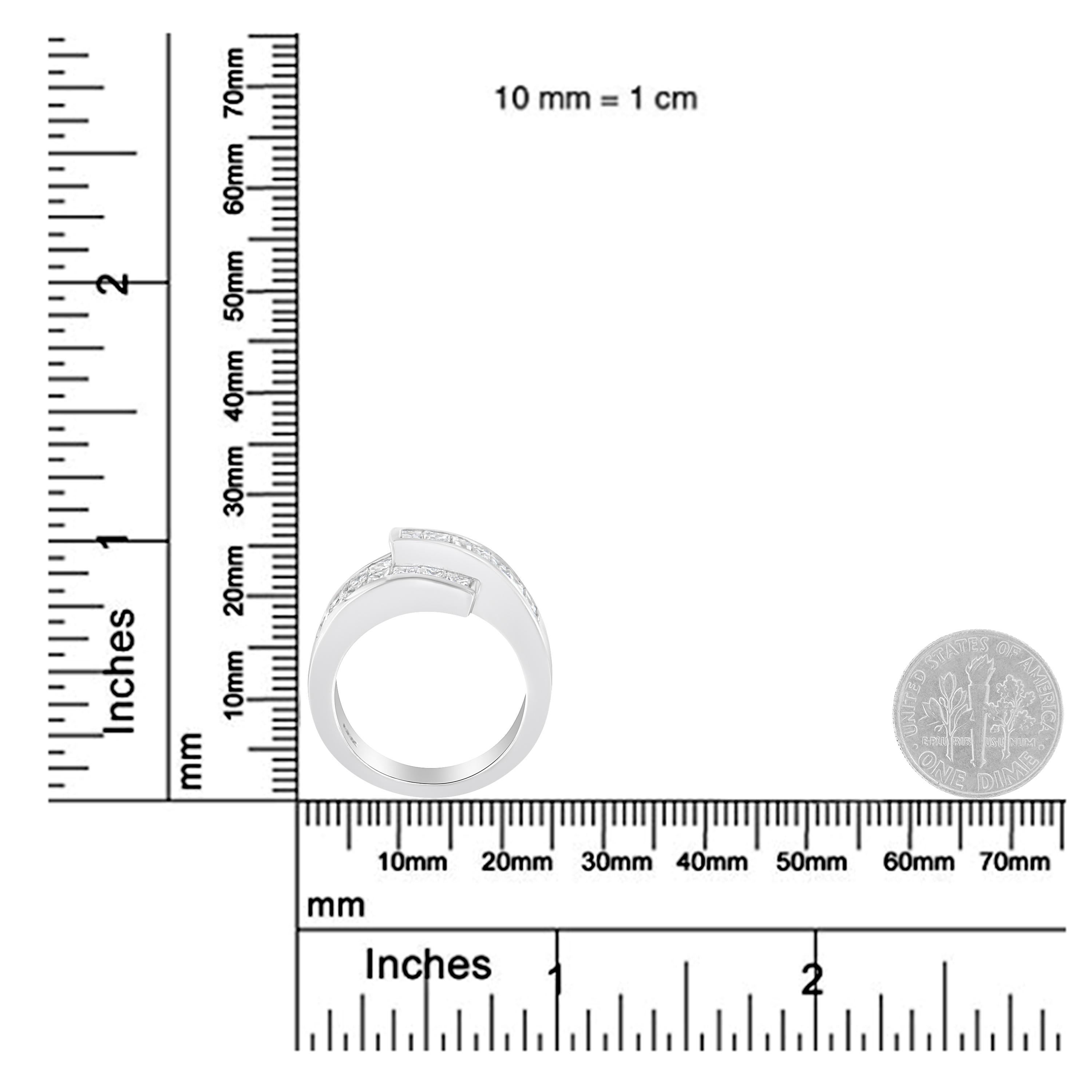 14K White Gold 2.0 Carat Diamond Bypass Ring Band For Sale 1