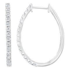 14K White Gold 2.0 Carat Diamond Hoop Earrings