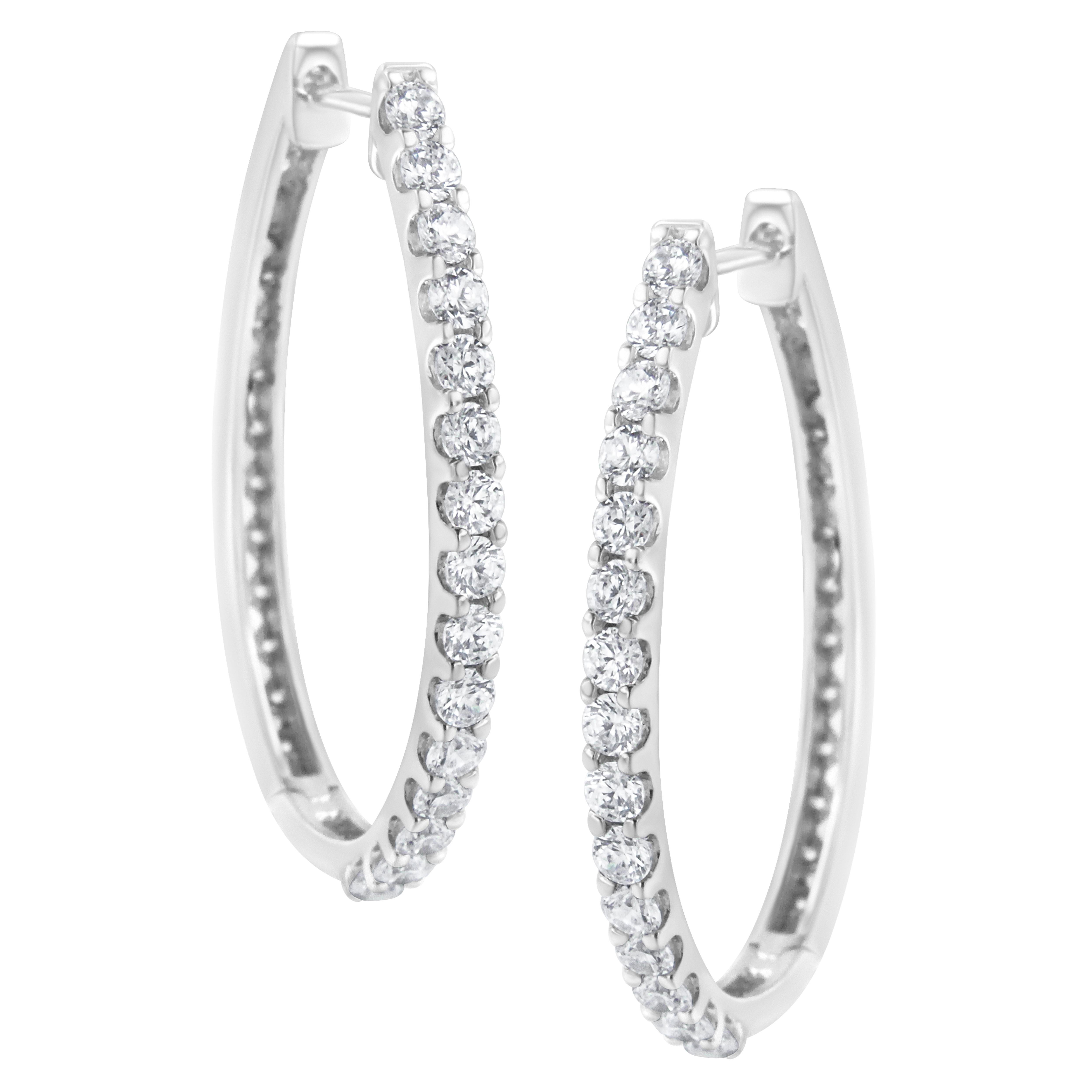 Contemporaneo Orecchini a cerchio in oro bianco 14K con diamanti da 2,0 carati in vendita