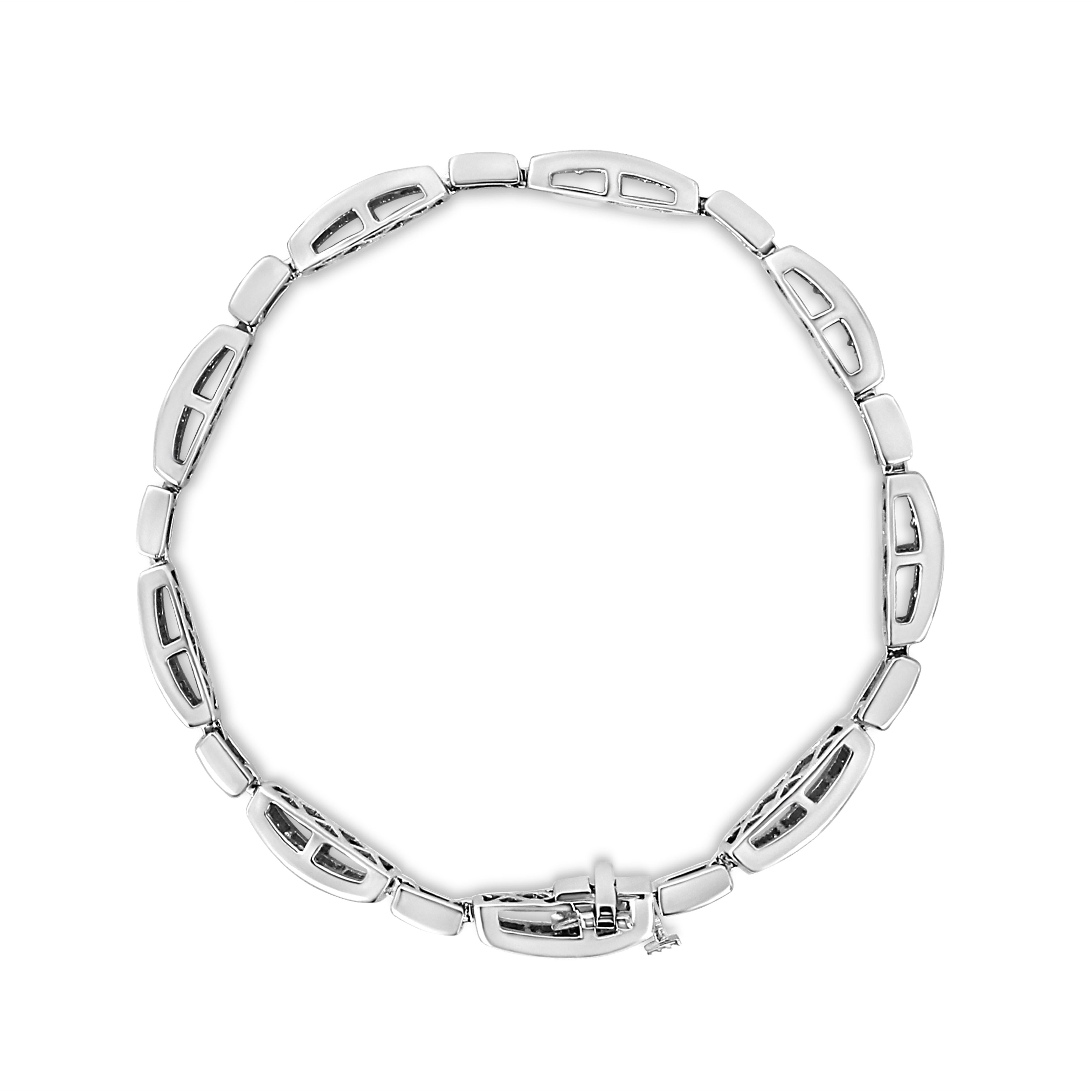 Contemporary 14K White Gold 2.0 Carat Invisible-Set Princess Diamond Link Bracelet For Sale