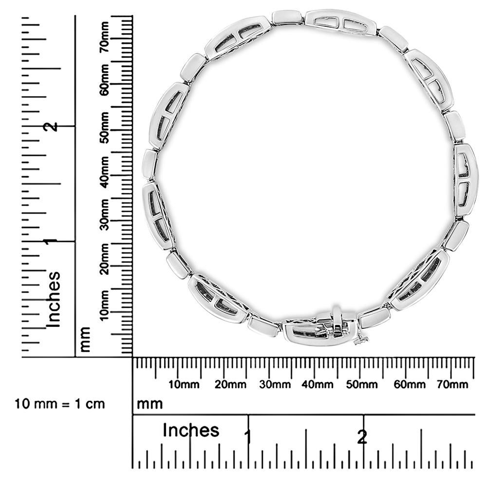 14K White Gold 2.0 Carat Invisible-Set Princess Diamond Link Bracelet For Sale 1