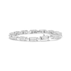 Bracciale a maglie rettangolari in oro bianco 14K con diamanti taglio principessa da 2,0 carati