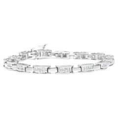 14K White Gold 2.0 Carat Princess Cut Diamond Rectangular Link Bracelet