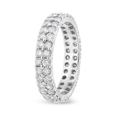 14K White Gold 2.0 Carat Round-Cut Diamond Double Row Eternity Band Ring