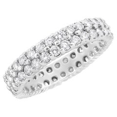 14K White Gold 2.0 Carat Round-Cut Diamond Double Row Eternity Band Ring