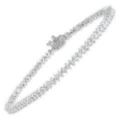Pulsera de tenis de oro blanco de 14 quilates con diamantes de corte redondo de 2,0 quilates