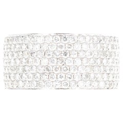 14K White Gold 2.0 Carat Total Weight Diamond Pave Wide Band