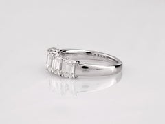 14K White Gold 2.0 Cts Emerald Natural Diamond Five-Stone Emerald-Cut Ring