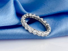 Anello Eternity in oro bianco 14 carati con diamante naturale ovale da 2,0 carati, taglio ovale