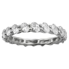 Anello Eternity in oro bianco 14 carati con diamante naturale ovale da 2,0 carati, taglio ovale