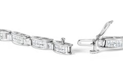 14K White Gold 2.0 Cttw Baguette and Princess-Cut Diamond Tennis Bracelet- 7"