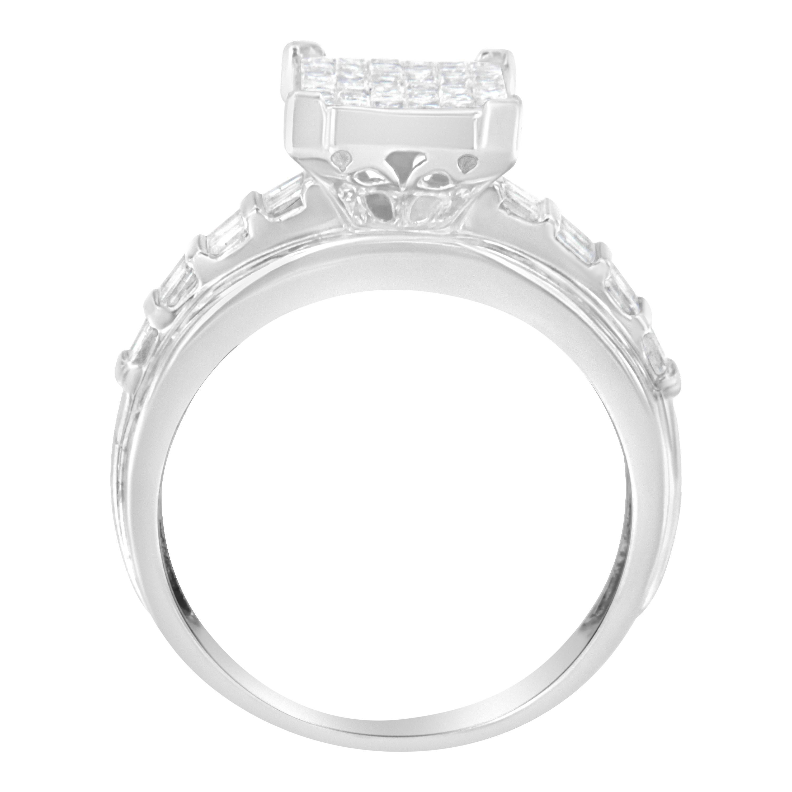 14k White Gold 2.0cttw Mixed-Cut Diamond Composite Cluster Ring with Bar Band 3