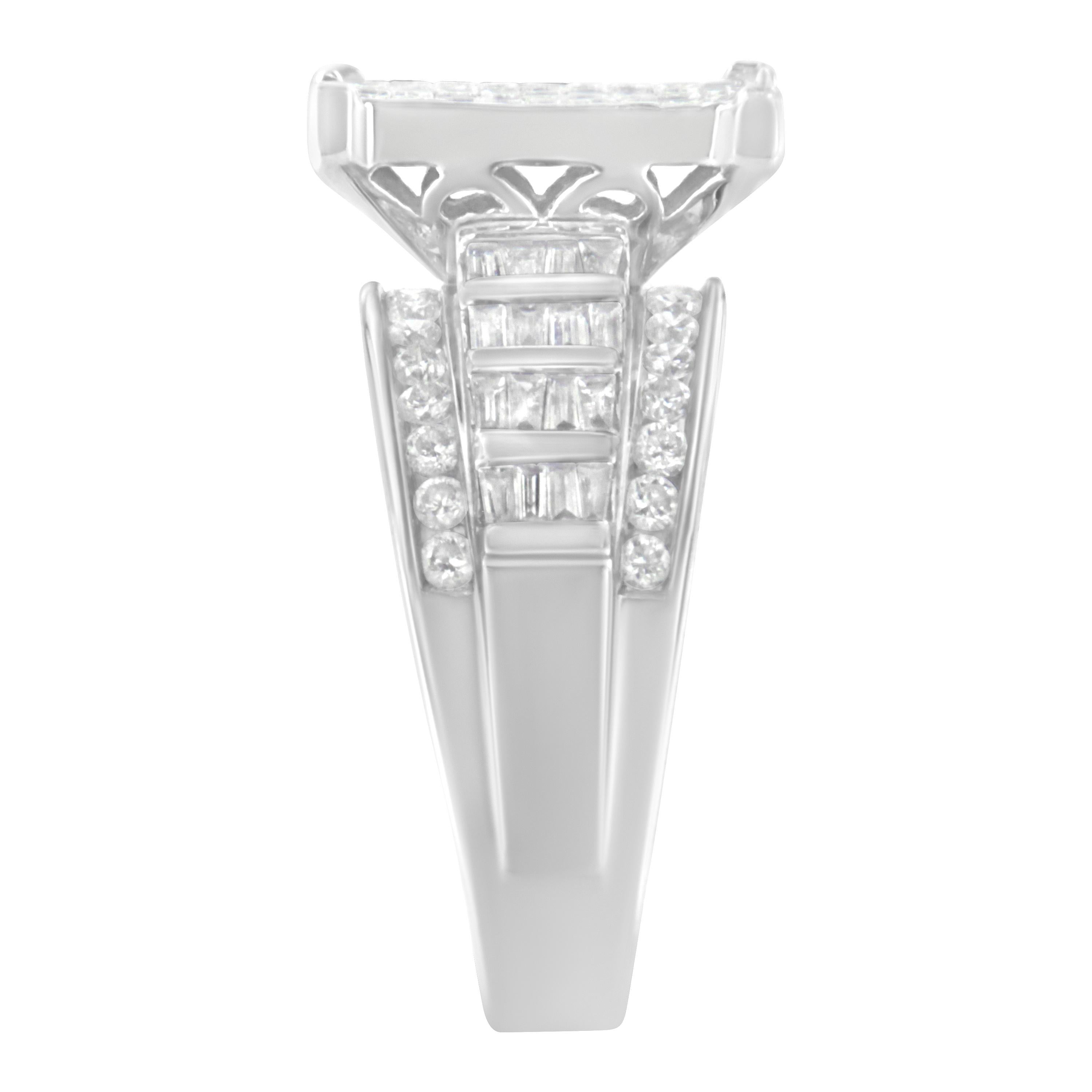14k White Gold 2.0cttw Mixed-Cut Diamond Composite Cluster Ring with Bar Band 5