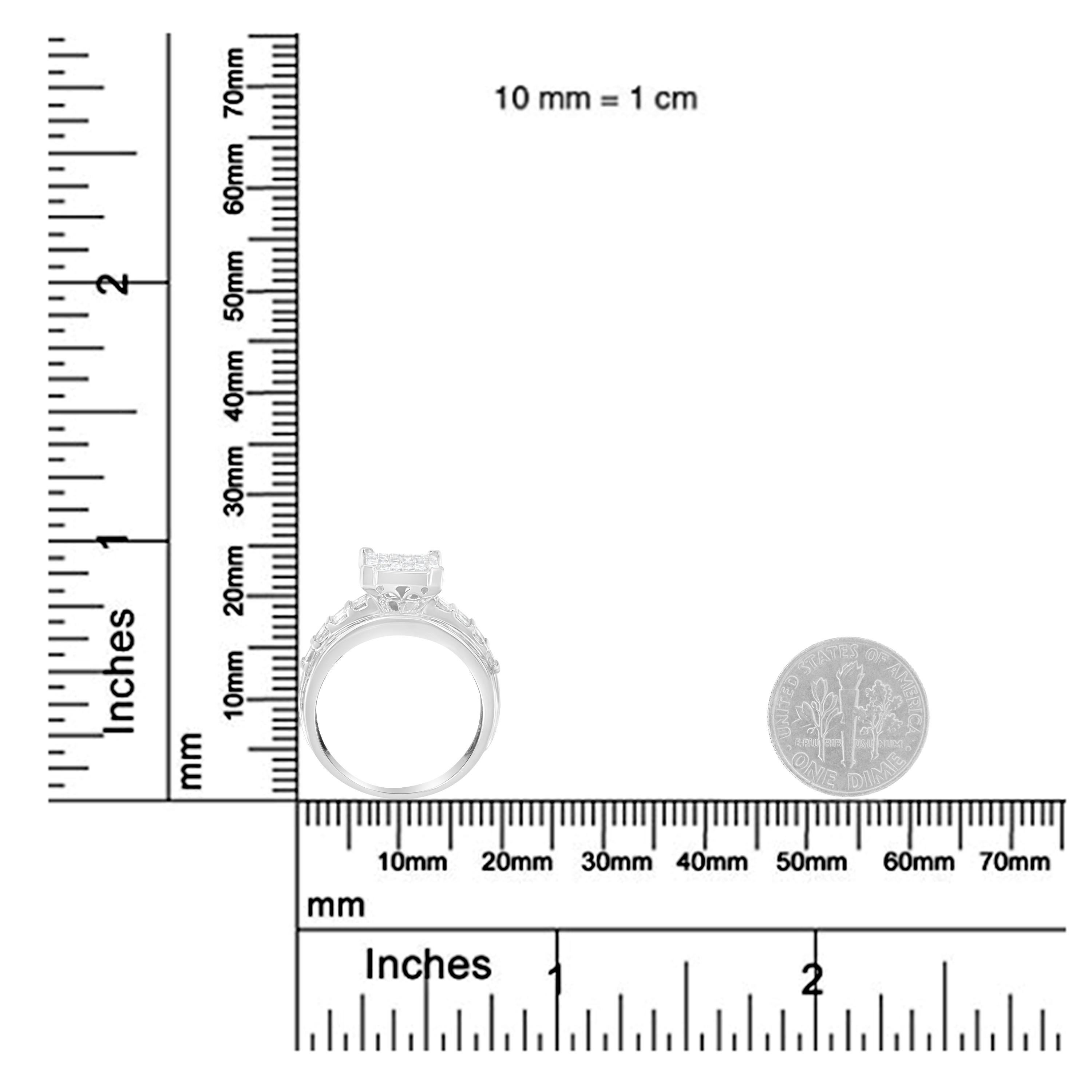 14k White Gold 2.0cttw Mixed-Cut Diamond Composite Cluster Ring with Bar Band 7