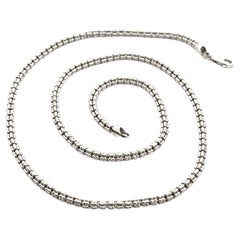 14k White Gold 20" Fancy Rounded Diamond Cut Bead Ice Link Chain Necklace