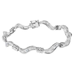 14K White Gold 2.00 Carat Baguette-Cut Spiral Link 7" Bracelet