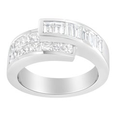 14K White Gold 2.00 Carat Diamond Bypass Ring Band