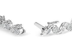 14K White Gold 2.00 Carat Diamond Cluster and Spiral Link Bracelet