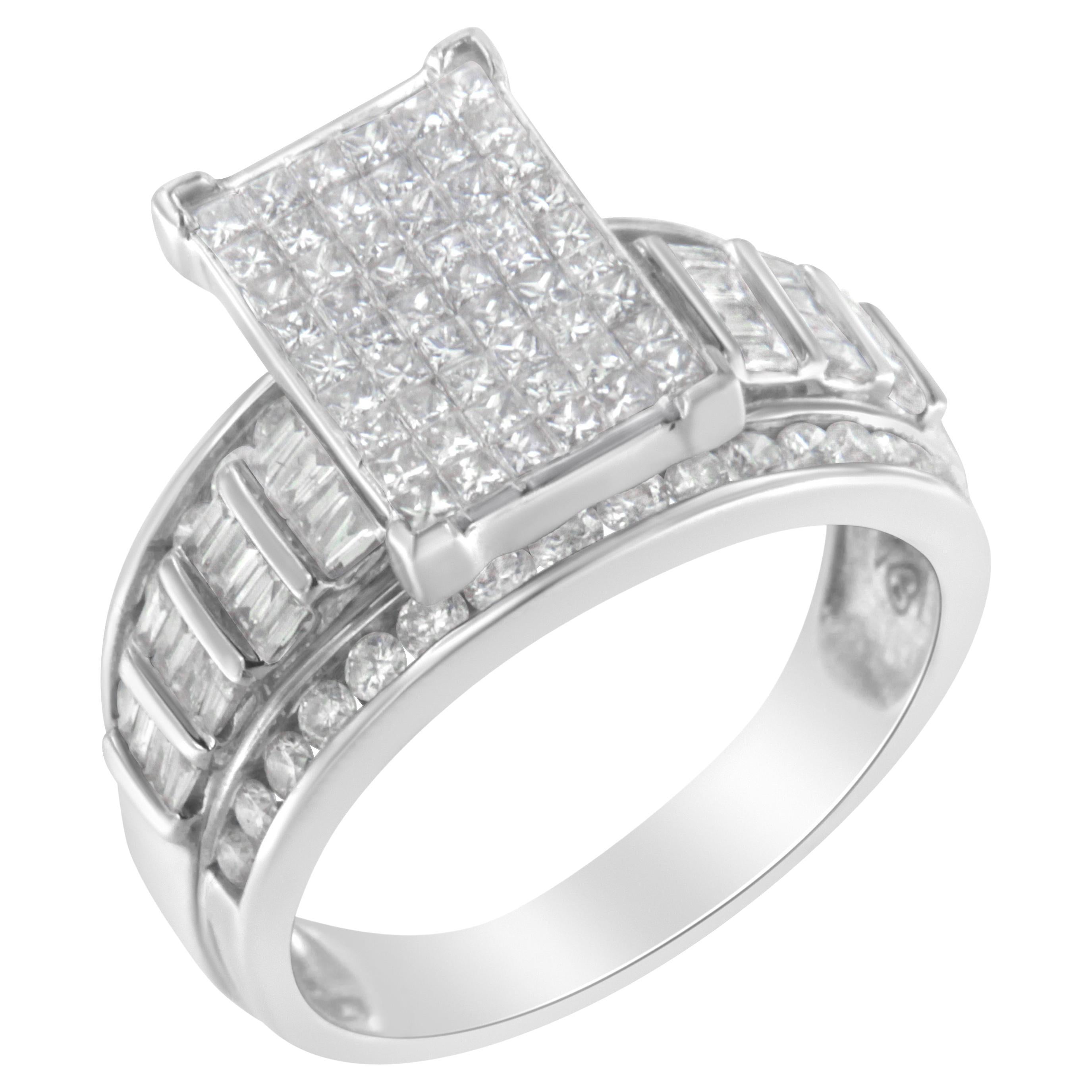 Bague composite en or blanc 14 carats avec diamants de 2,00 carats