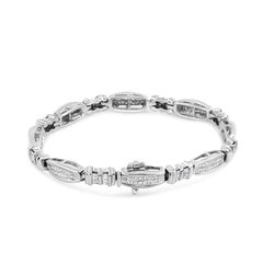 Bracciale A Link in oro bianco 14K con diamanti taglio Princess e Baguette da 2,00 carati