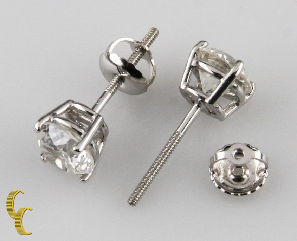 Gorgeous 14k White Gold Diamond Stud Earrings
Total Diamond Weight = 2.00 ct
Average Color = H
Average Clarity = SI2-3
Approximate measurements= 1.) 6.26mm x 3.82mm & 2.) 6.27mm x 4.00mm
Total weight: 1.5 grams