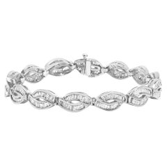 14K or blanc 2.00 Cttw Baguette Diamond Vintage Style Link Bracelet