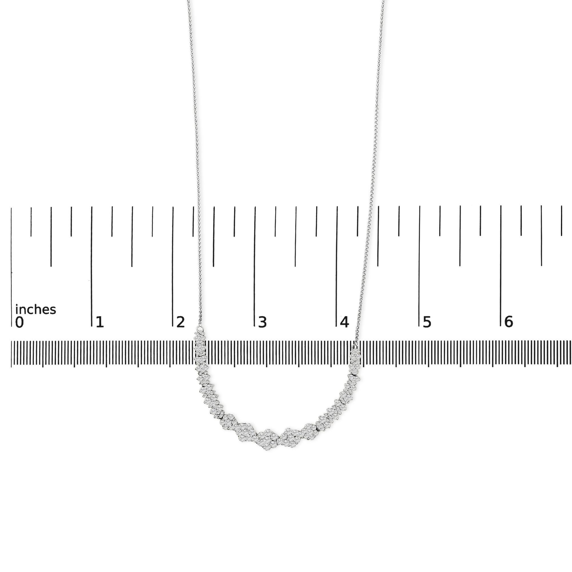 14K White Gold 2.00 Cttw Diamond Composite Cluster Bar Necklace In New Condition For Sale In New York, NY