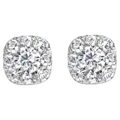 Boucles d'oreilles Halo en or blanc 14K avec 2.00 cttw de diamant en forme de coussin