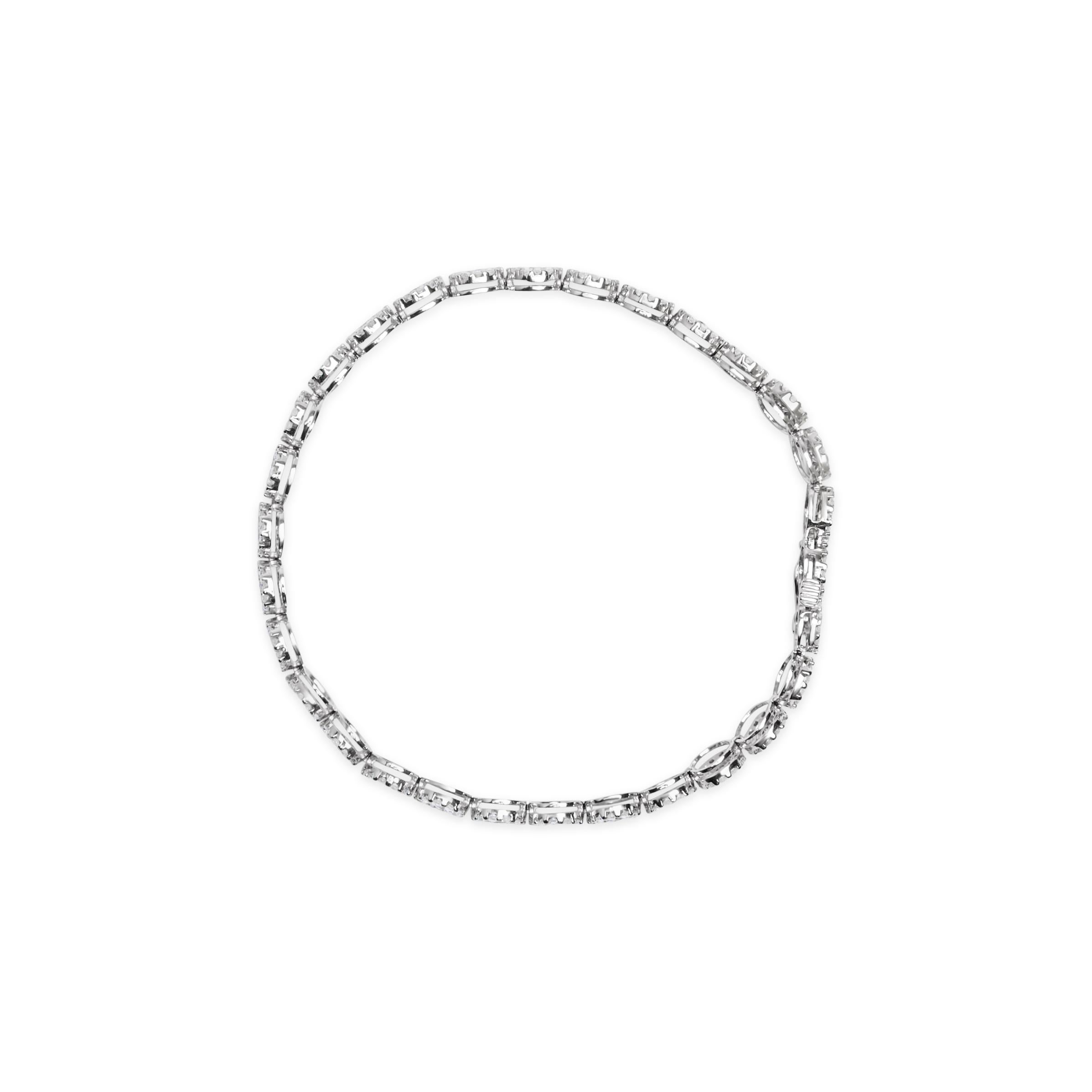 Modern 14K White Gold 2.00 Cttw Diamond Halo Link Tennis Bracelet For Sale
