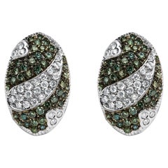 14K White Gold 2.00 Cttw Diamond Oval Shield Omega Back Earrings 14K White Gold 2.00 Cttw Diamond Oval Shield Omega Back Earrings