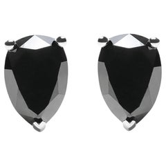 Boucles d'oreilles en or blanc 14K 2.00 Cttw diamant noir taillé en poire