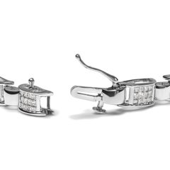 14K White Gold 2.00 Cttw Princess Diamond Invisible Set Link Bracelet