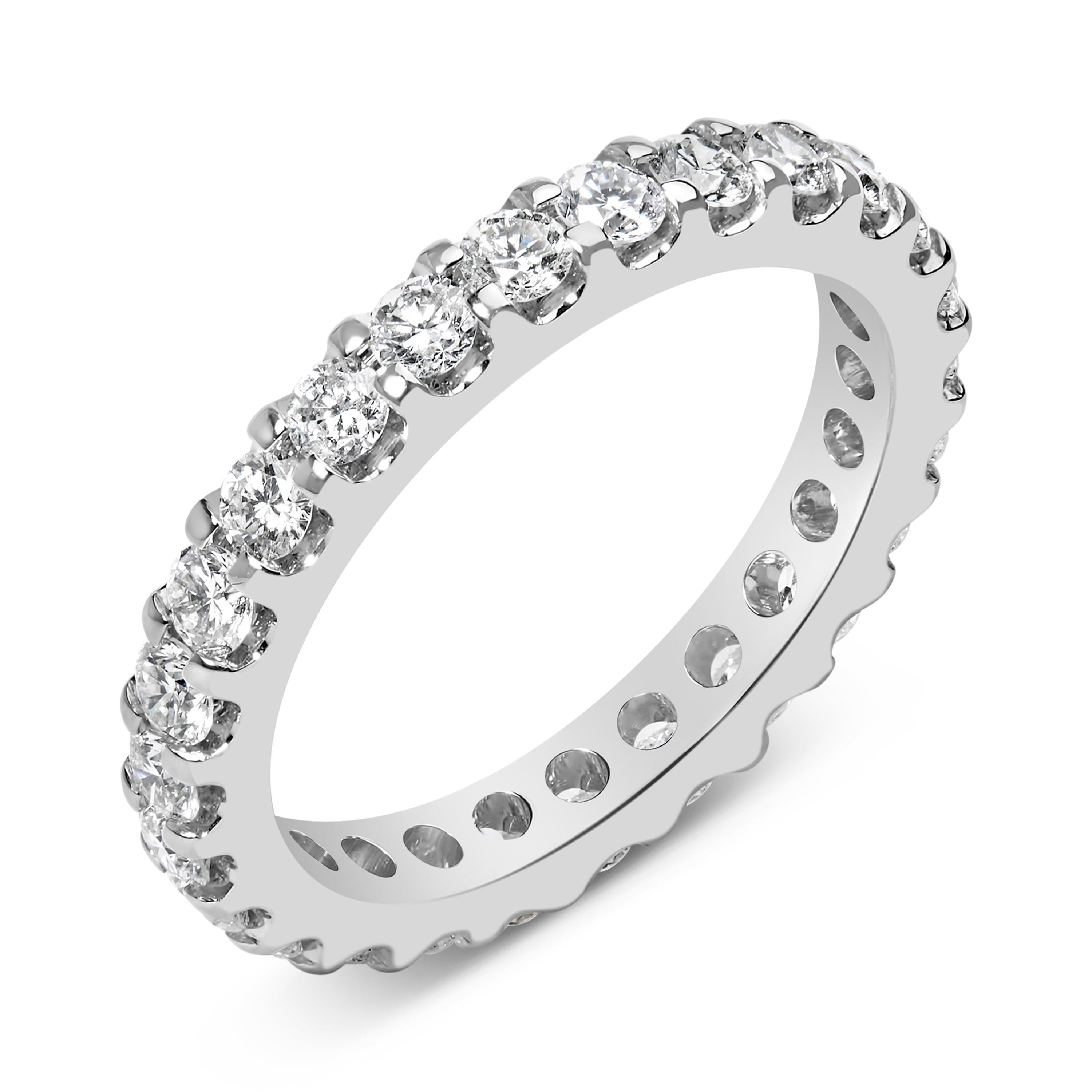 14K White Gold 2.00 Cttw Shared Prong Set Round Diamond Eternity Band Ring 2
