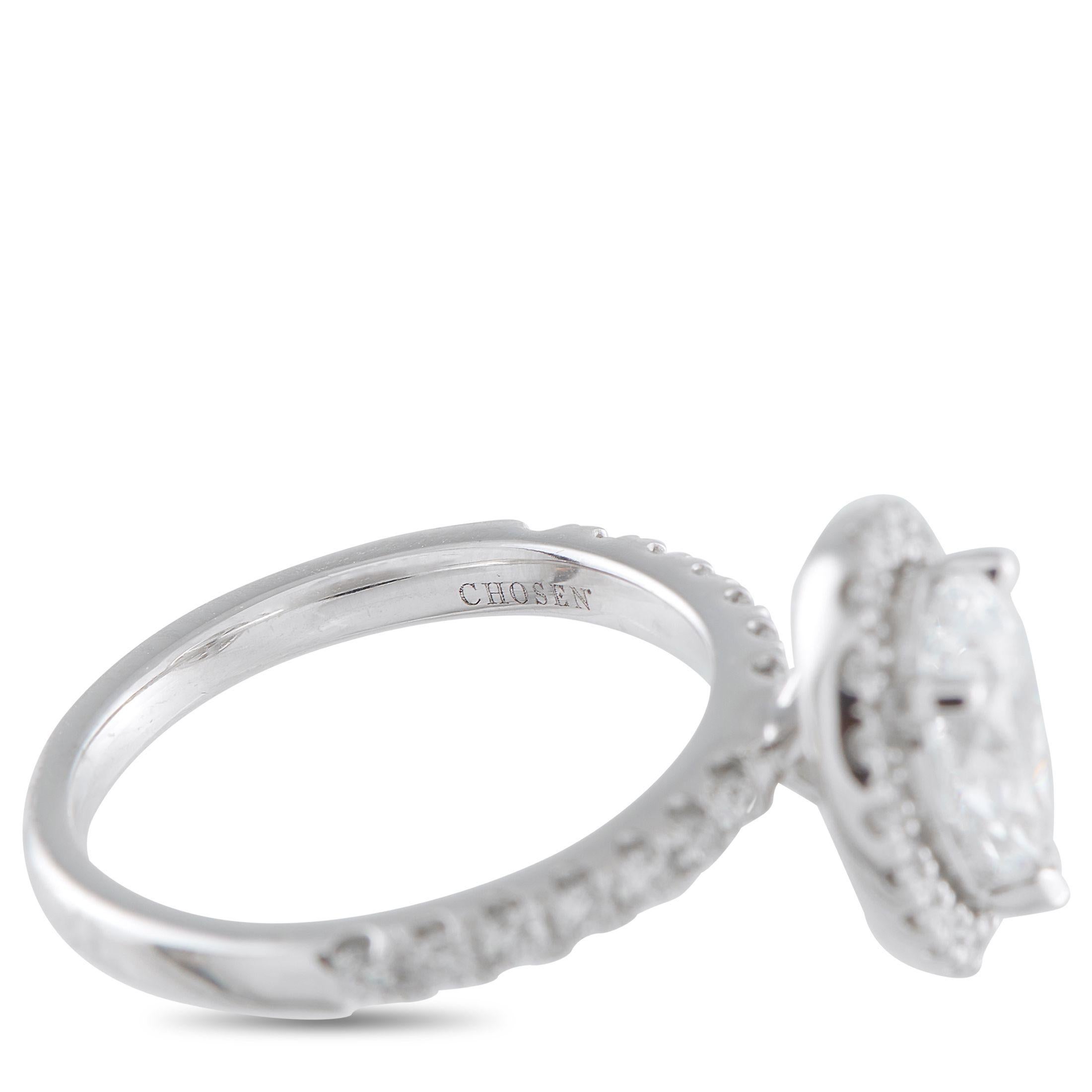 Bague de fiançailles en or blanc 14K avec 2.02ct de diamant MF09-071825 Excellent état - En vente à Southampton, PA