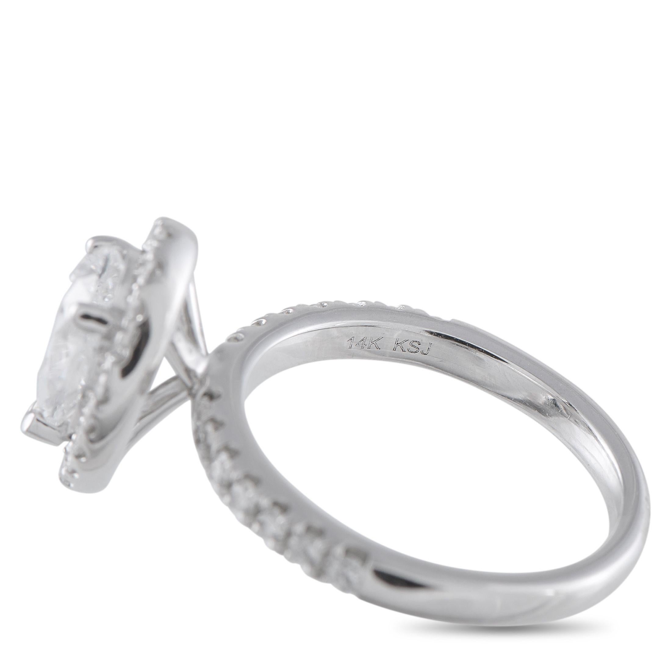 Bague de fiançailles en or blanc 14K avec 2.02ct de diamant MF09-071825 Pour femmes en vente