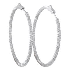 14K White Gold 2.02ct Diamond Inside-Out Hoop Earrings MF18-111825