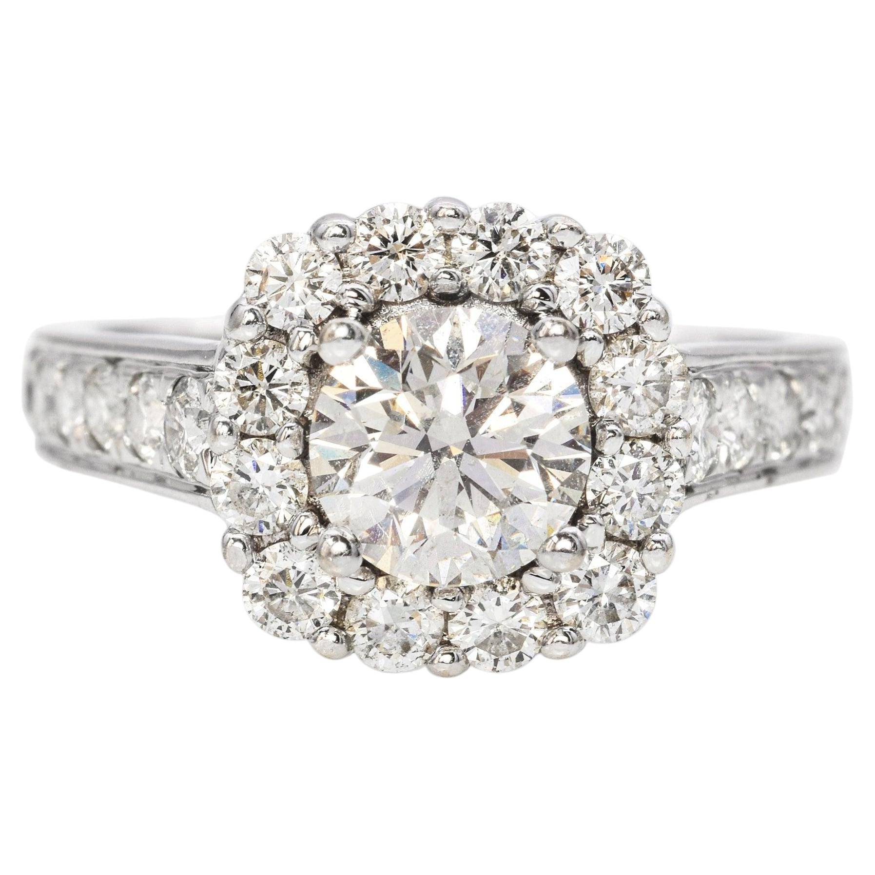 14K Weißgold 2,03 TCW Diamant Verlobungsring