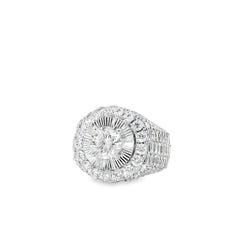 14k White Gold 2.03ctw Round Brilliant Diamonds Surrounded by 5.6ctw Baguette Di