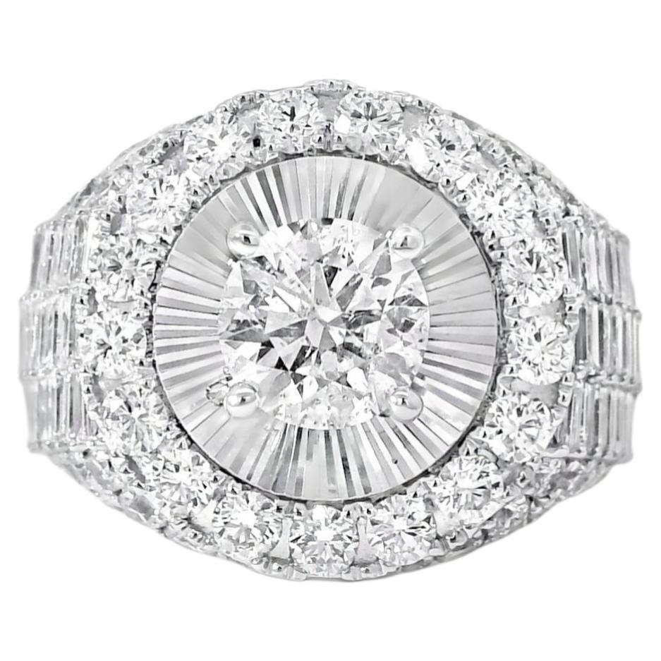 Oro Blanco 14k 2.03ctw Diamantes Brillantes Redondos Rodeados de 5.6ctw Baguette Di en venta